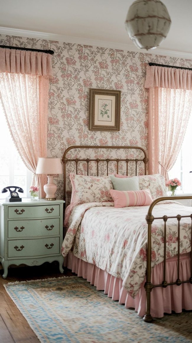 Faded Florals And Distressed Wood