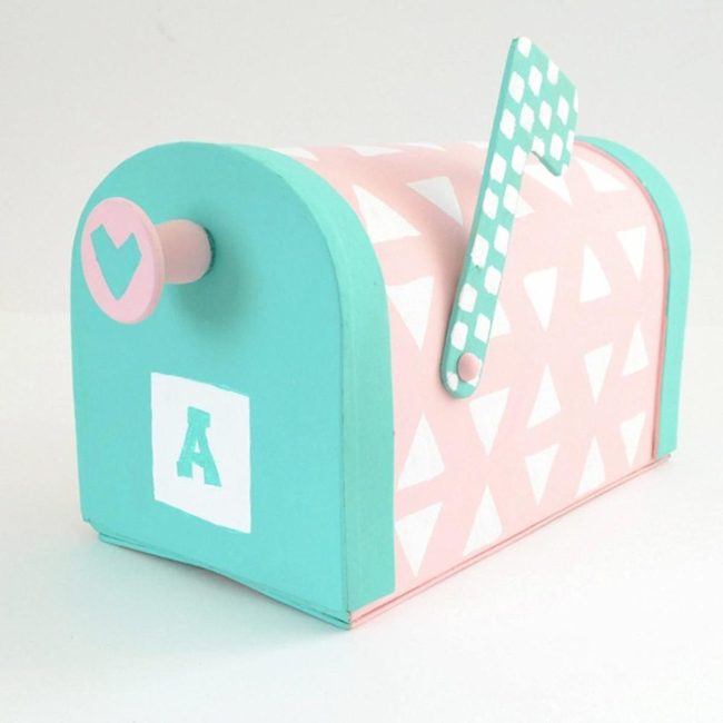 Pink Turquoise Geometric Mailbox