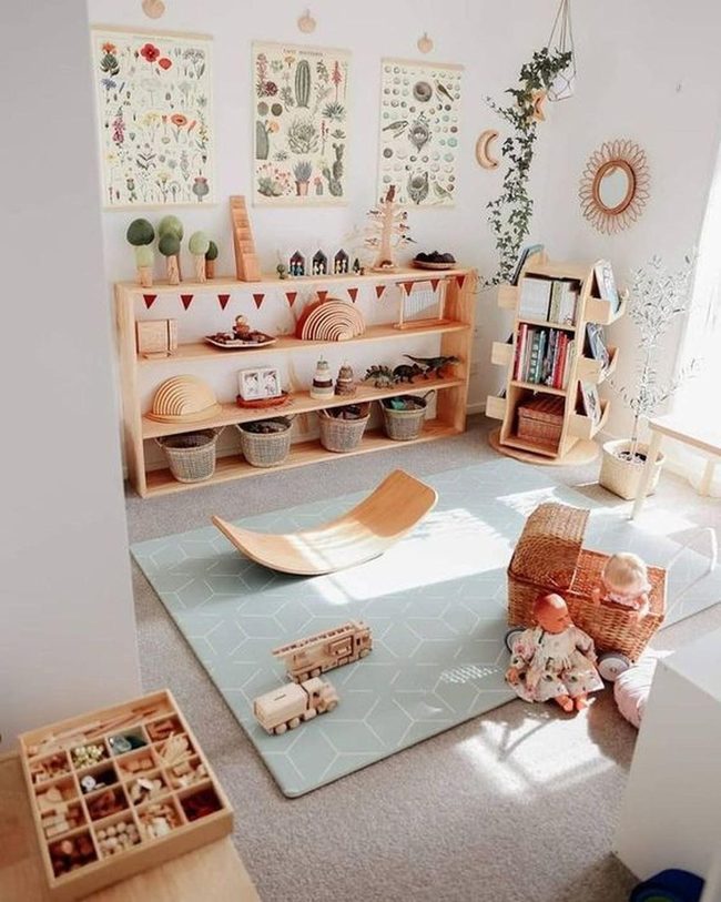 Green Playroom With Natural Learning Space