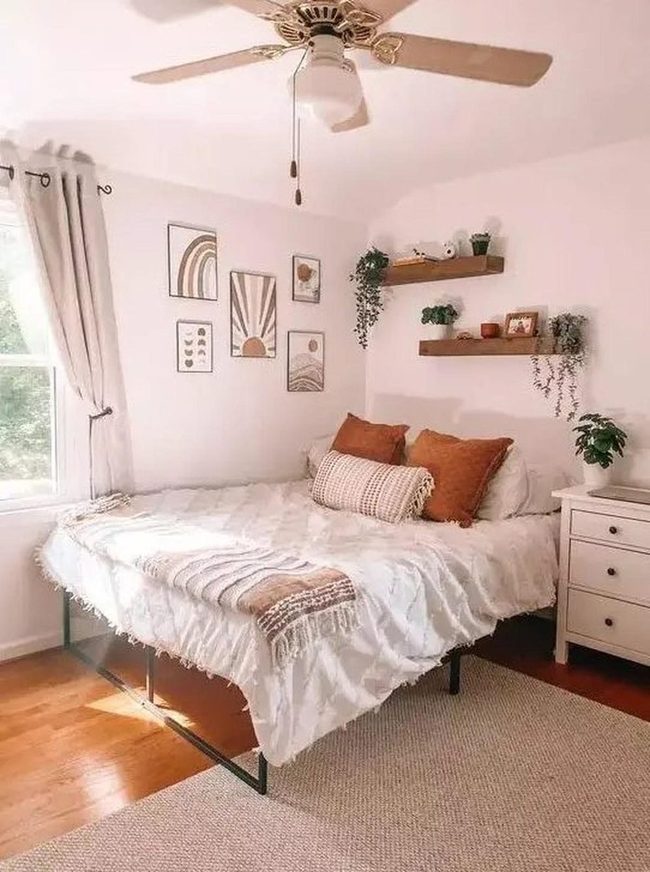 Sunlit Bedroom With Rust Accents