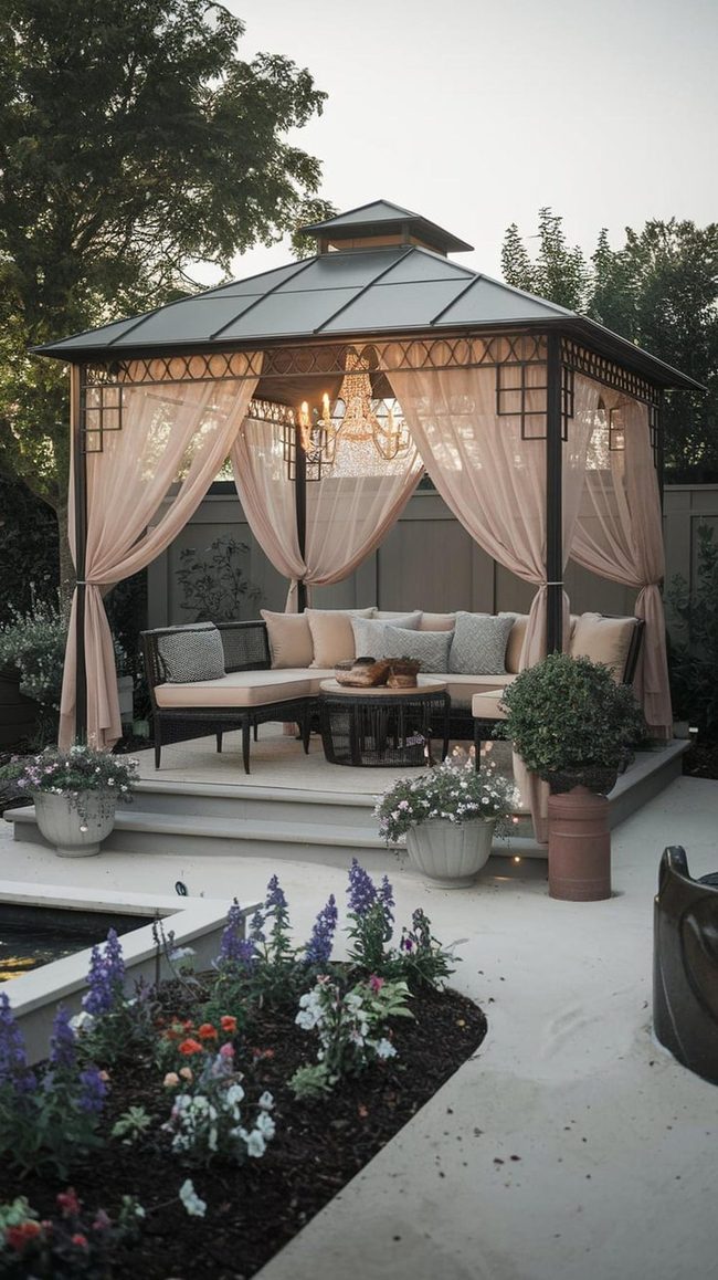 Chandelier Draped Terrace Elegance