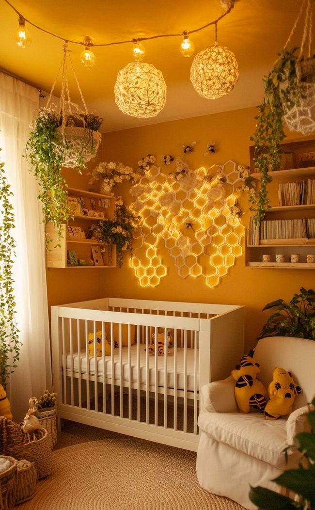 Yellow Hexagon Plant Wall