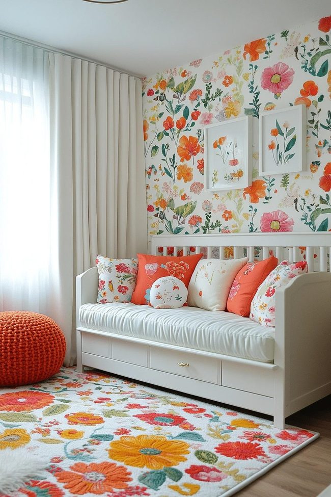 Understated Floral Patterns Baby Room