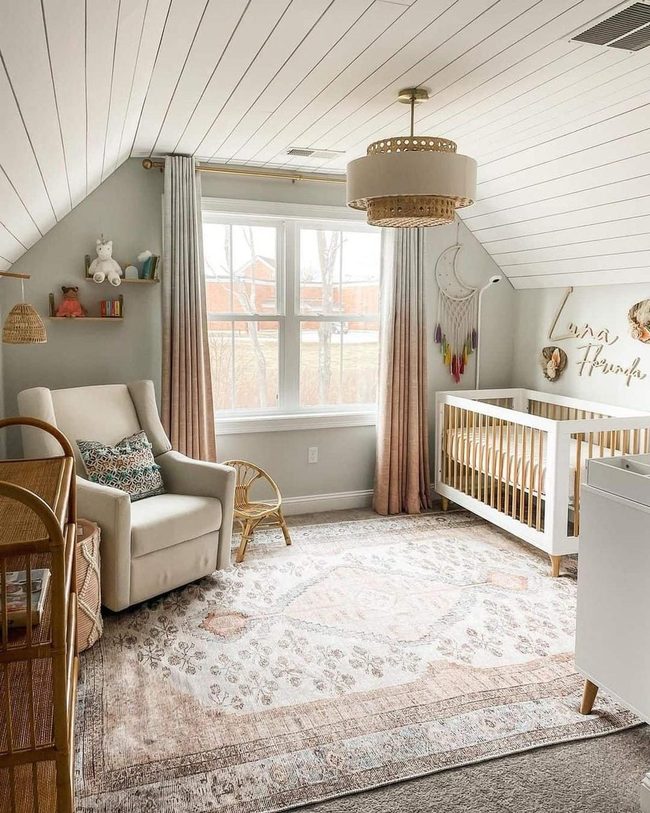Angled Ceiling Nursery Pink