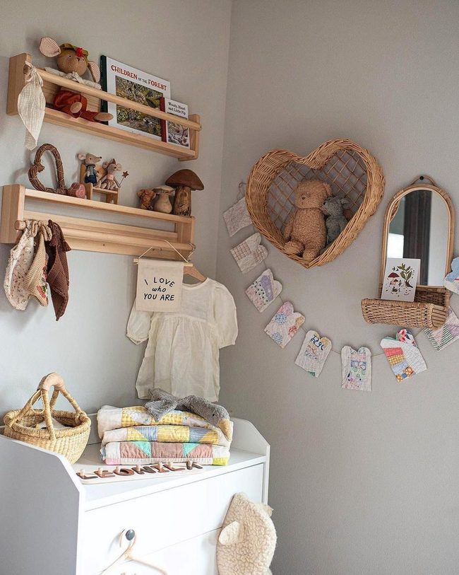 Wicker And Wood Warm Gray Walls
