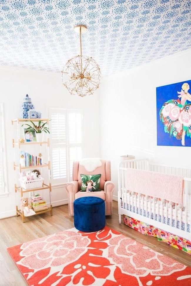 Bright Blue Ceiling Nursery