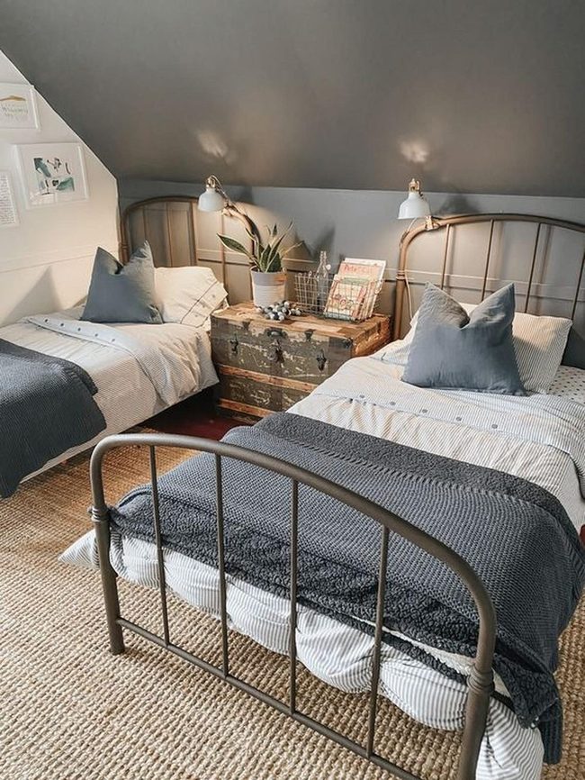 Twin Metal Beds, Wooden Warmth