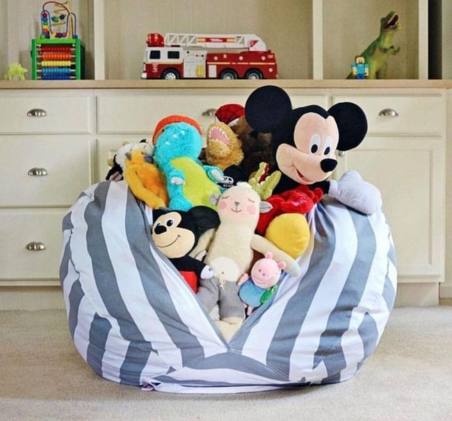 Striped Plush Toy Storage Chair