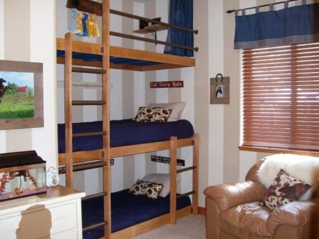 Navy Blue Bunks, Striped Walls
