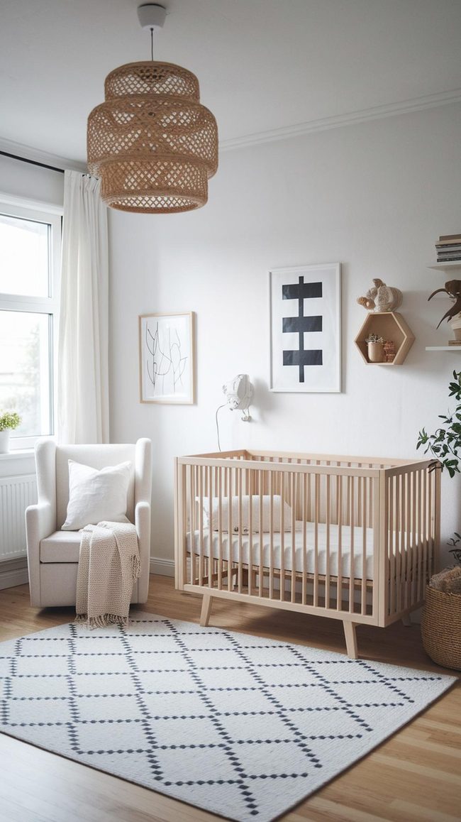 Light Wood And White Scandinavian Nursery