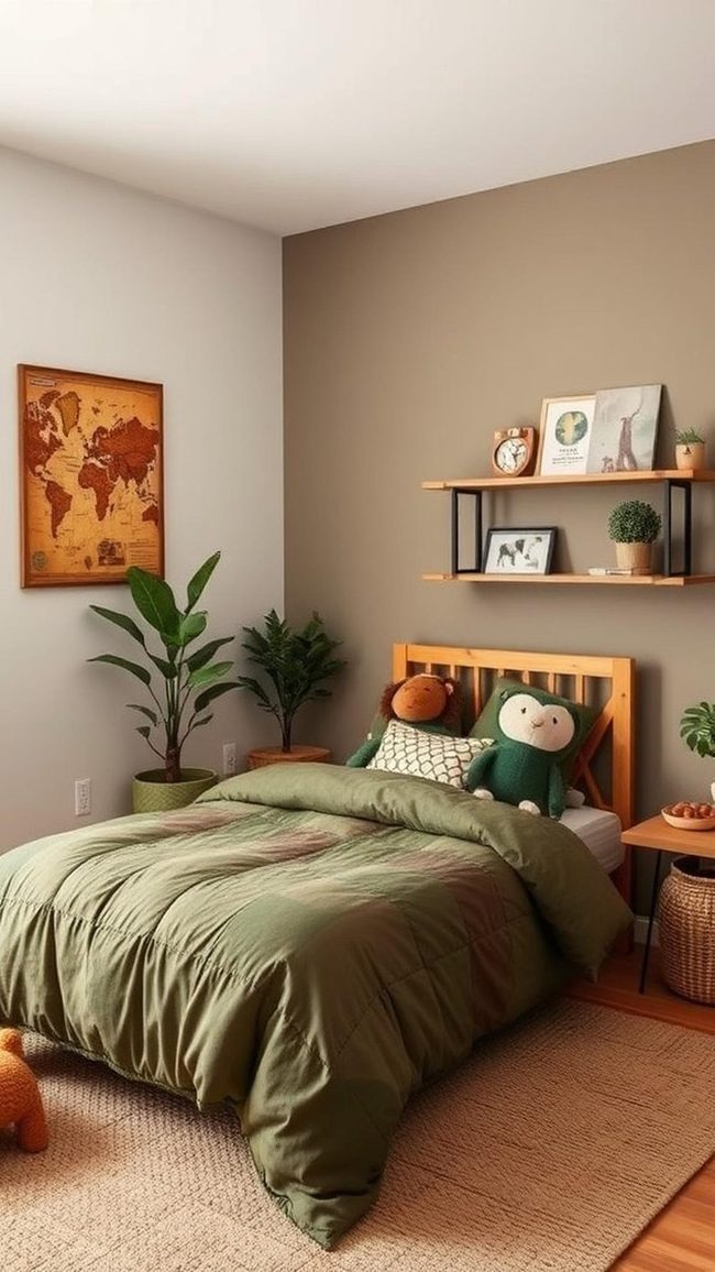 Green Jungle Animal Bedroom