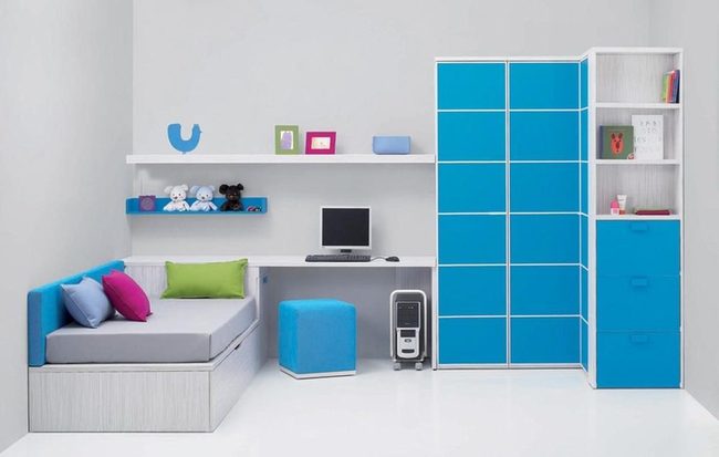 Blue Ottoman Workspace Sanctuary