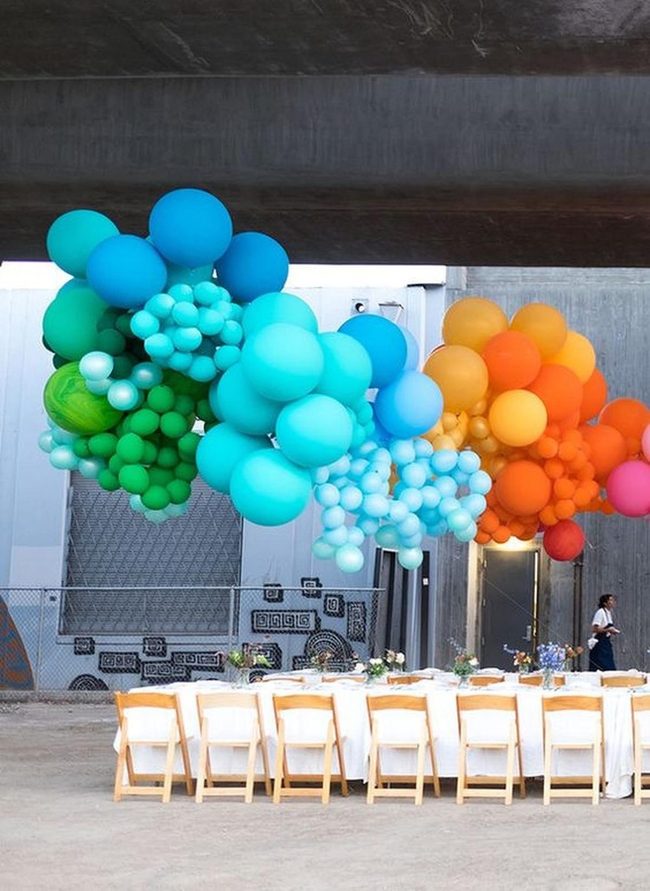 Concrete Meets Colorful Balloons