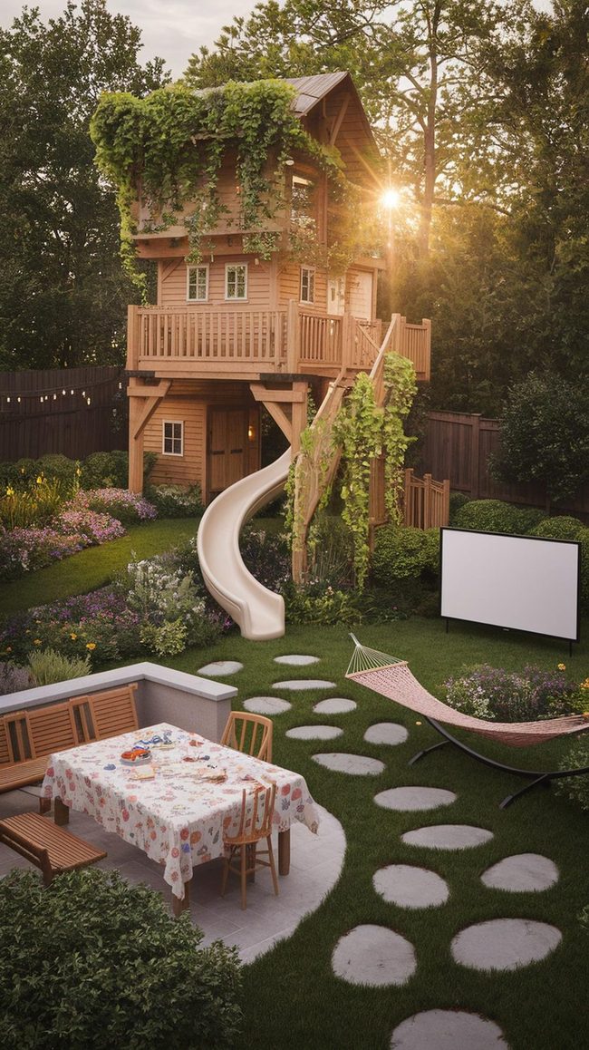 Wooden Treehouse Children’S Adventure Space