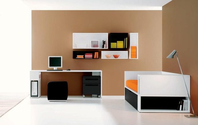 Orange Daybed, Minimal Workspace