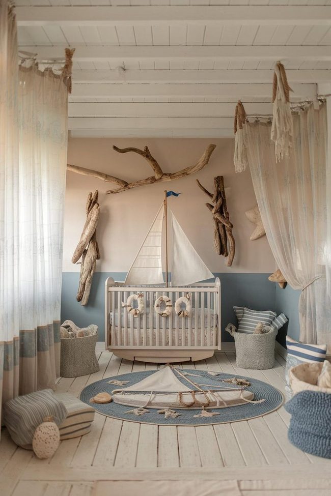 Blue Sailboat Crib Nursery