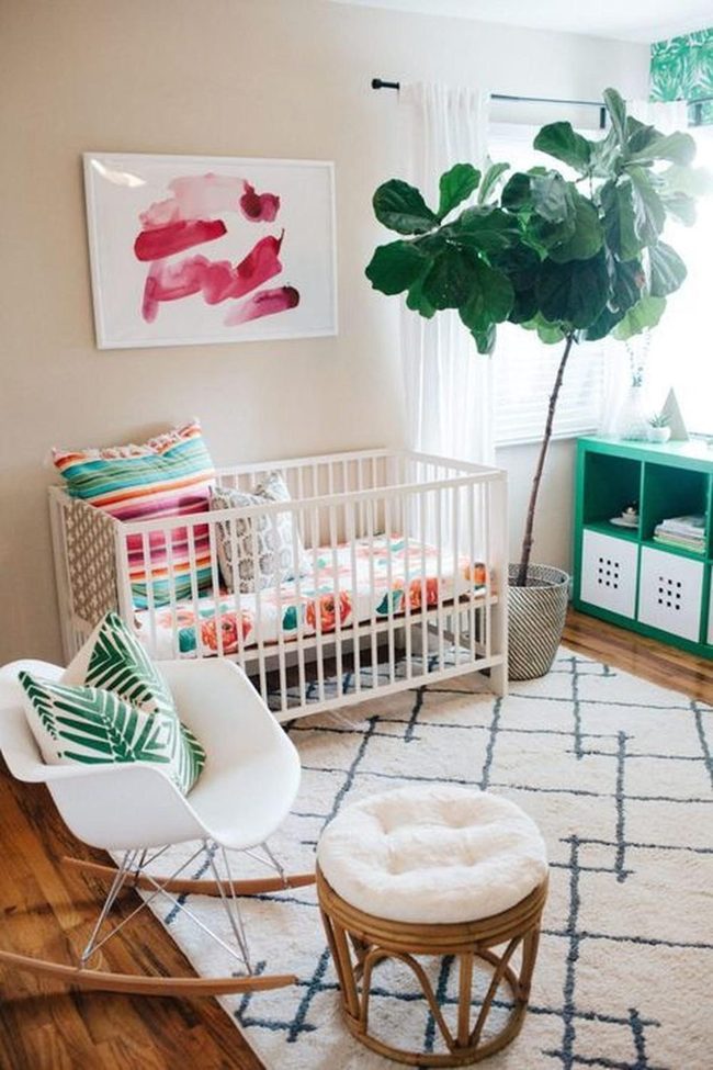 Sunlit Nursery, Green And Pink Accents