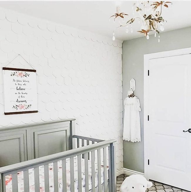 White Shingle Accent Wall Nursery