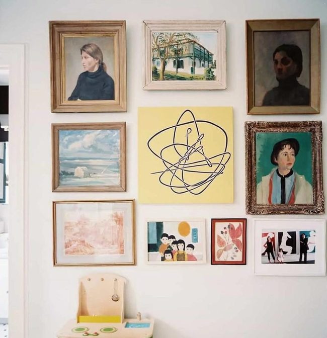 Yellow Accent Gallery Wall