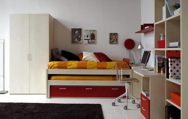 Sunlit Yellow And Red Bedroom