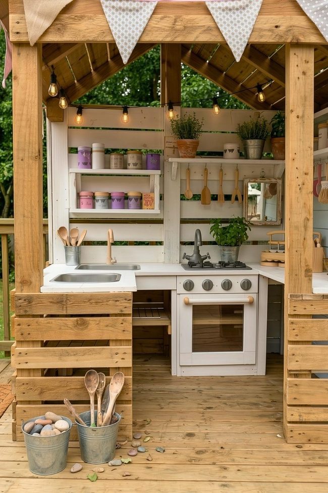 Plant-Integrated Wooden Play Cookspace Frame
