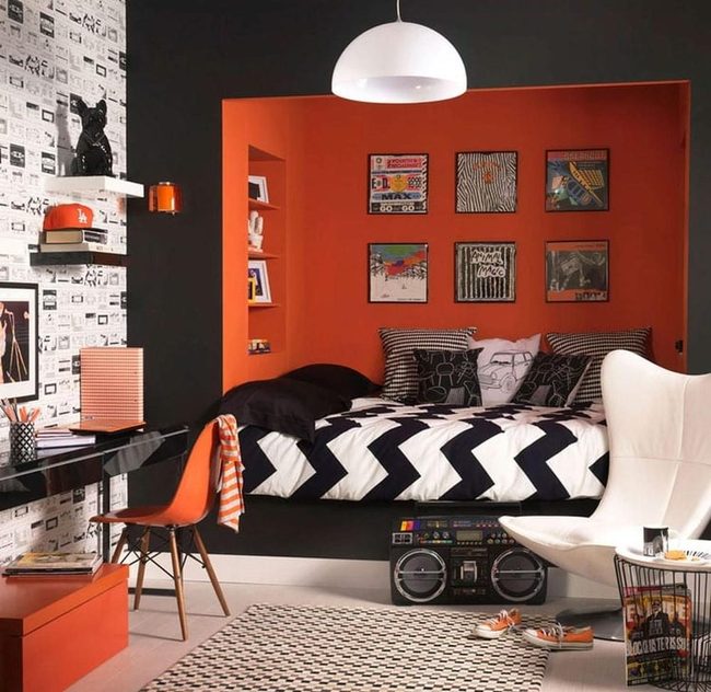 Black And Orange Bedroom Retreat