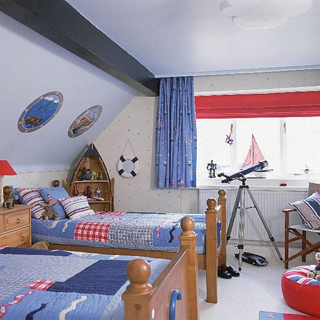 Nautical Bedroom Red Blue