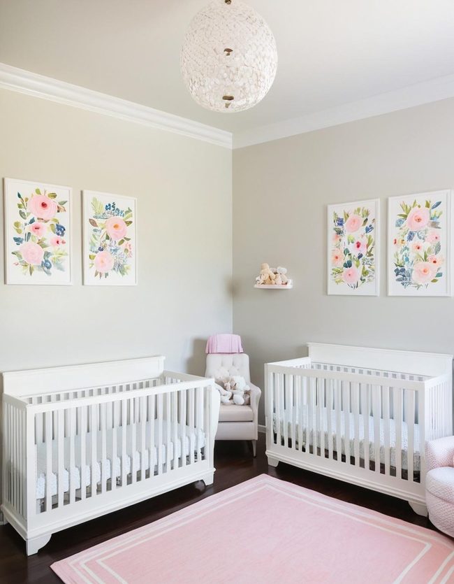 Symmetrical Twin Nursery Storage Solutions