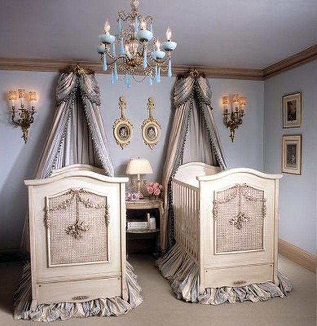Cream Cribs, Gold Accents, Blue Dreams