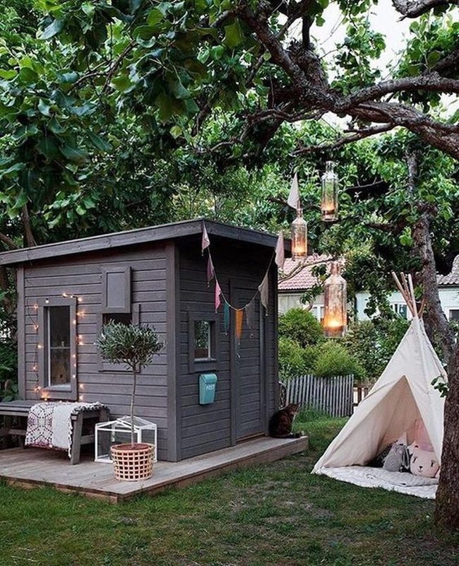 Dark Gray Shed, Teal Accents