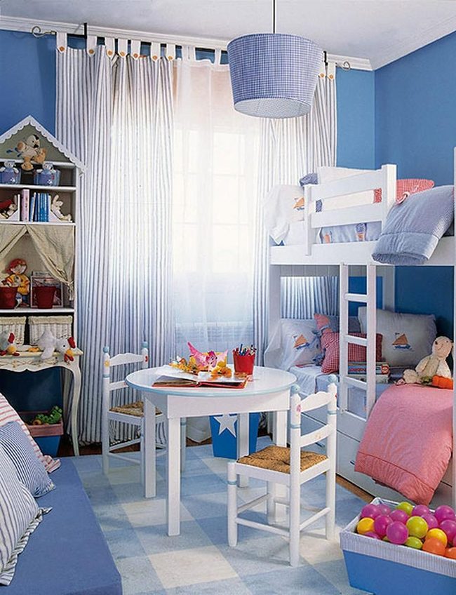 Bright Blue Playroom For Kids