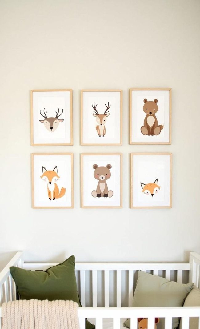 Watercolor Forest Animals In Frames