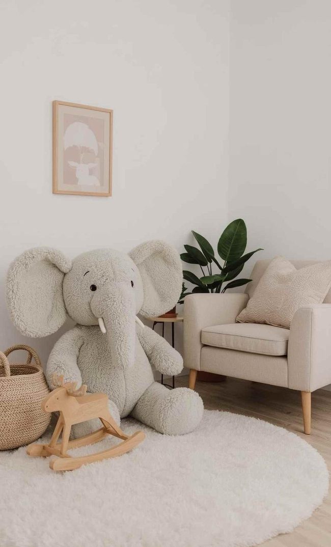 Giant Plush And Wooden Moose