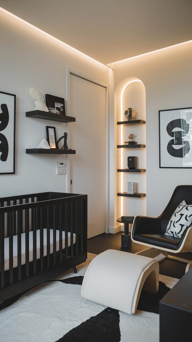 Black And White Striped Nursery Statement