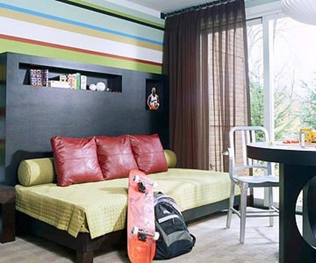 Striped Wall Youth Bedroom