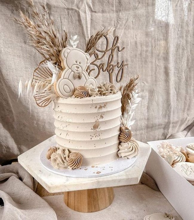 Teddy Bear Baby Cake Gold