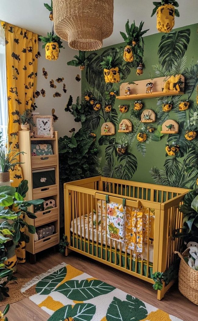 Muted Green and Gray Nursery Walls