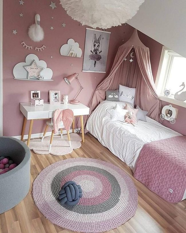 Pink Walls, Cloud Shelves, Playroom Dreams