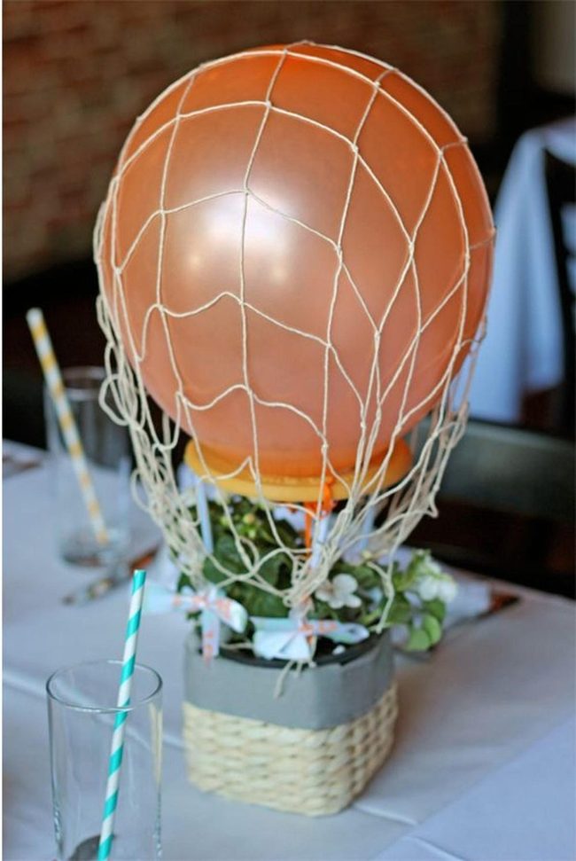 Orange Balloon Basket Centerpieces
