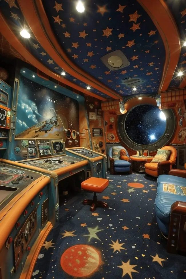 Cosmic Spaceship Playroom Stars
