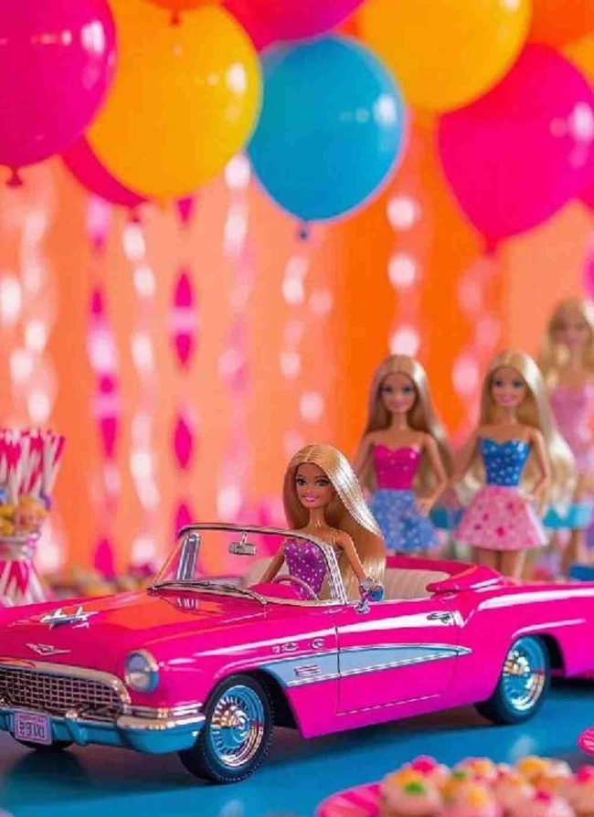 Pink Convertible Party Centerpiece