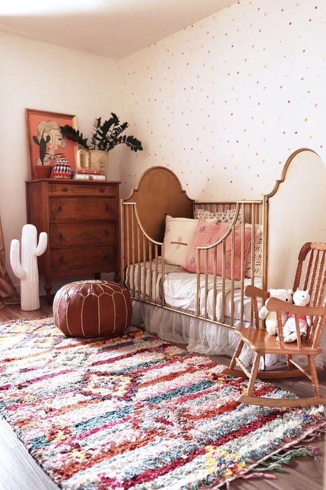 Brass Cribs With Soft Pink Cushions