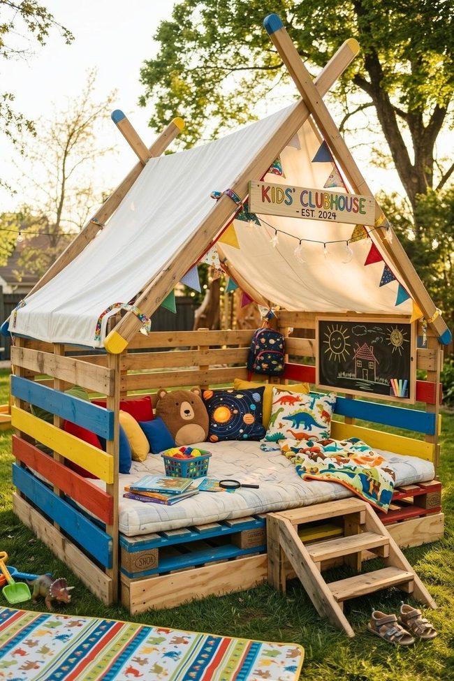 Wooden Daybed Clubhouse Platform