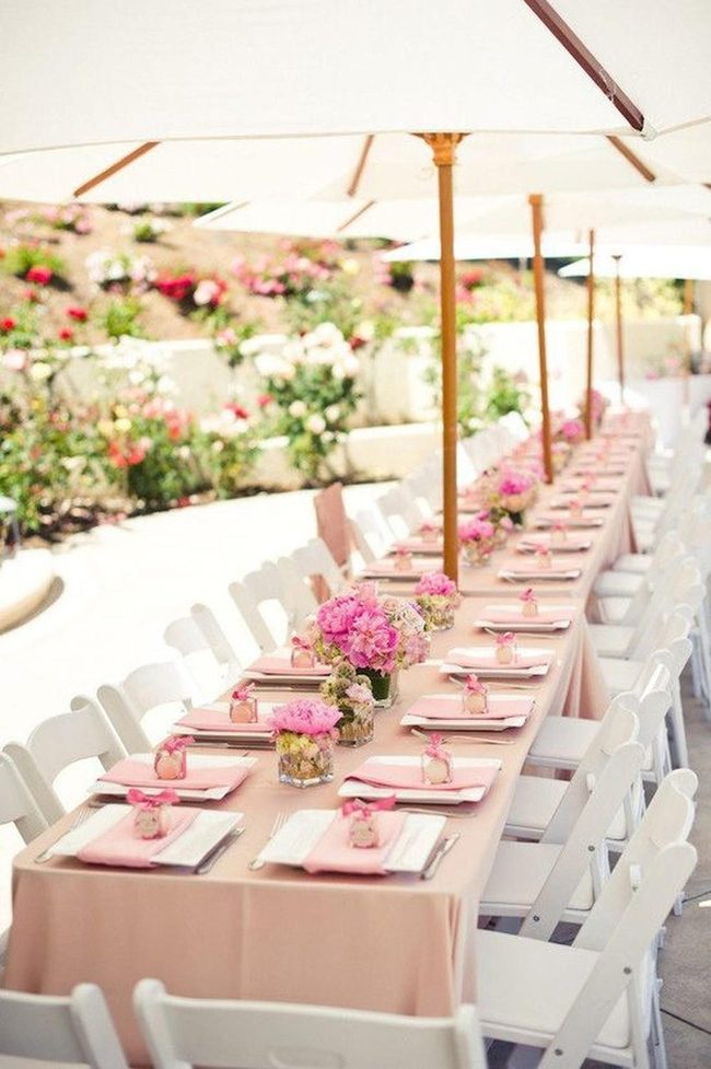 Pink And White Garden Table