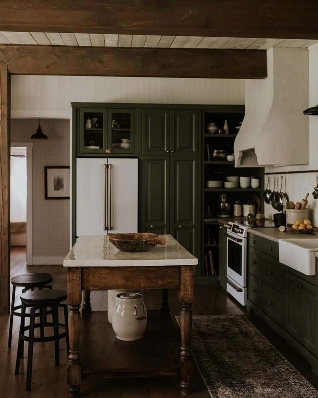 Army Green Kitchen Vintage Warmth