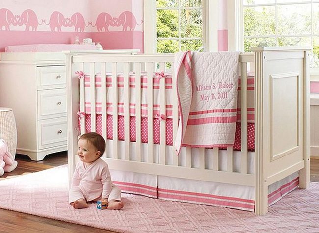 Pink Nursery With Elephant Companions