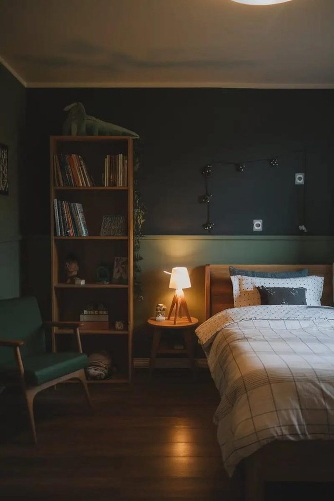 Deep Charcoal Interior With Warm Shadows
