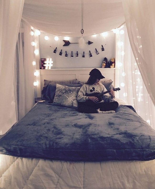 Draped Canopy With Twinkling Lights