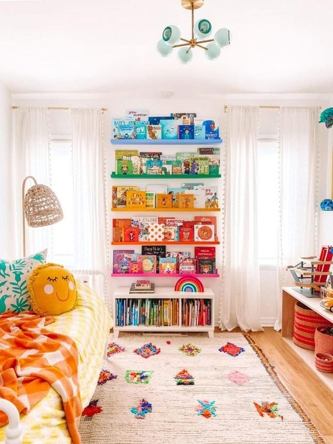 Colorful Books On White Shelves