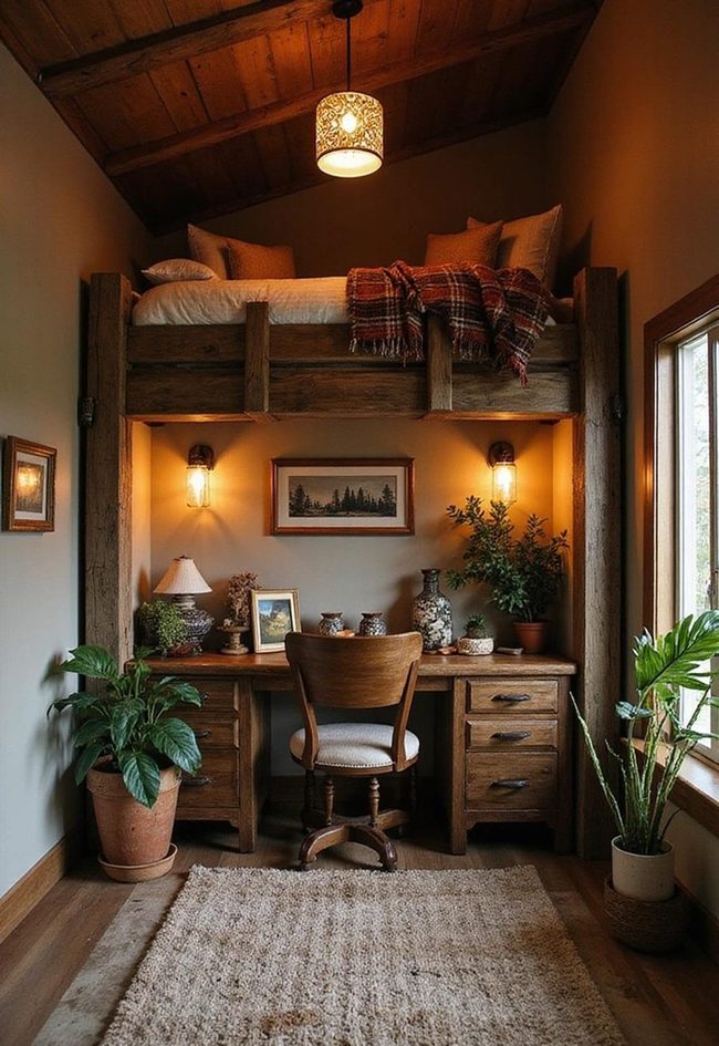 Elevated Wooden Loft With Forest Vibes